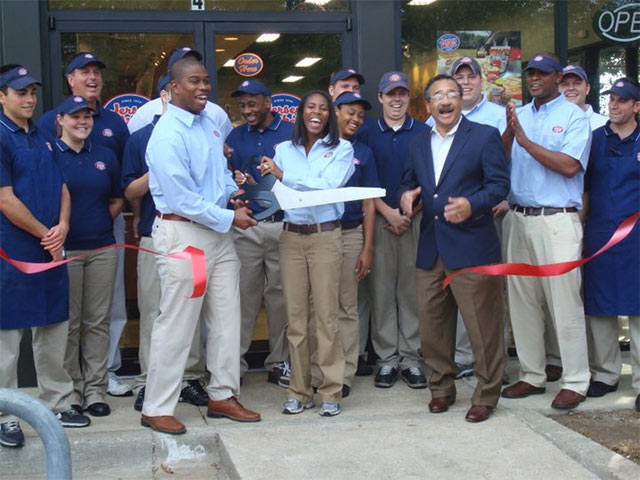 Jersey Mike's Ribbon Cutting Outside Store